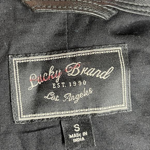 Lucky Brand Womens Black Goat Leather Moto Jacket Mixed Media Sm Cotton - Picture 7 of 14